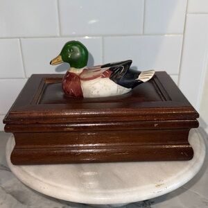SOLD Vintage Albert R. Price Wooden Box with Resin Duck Figurine